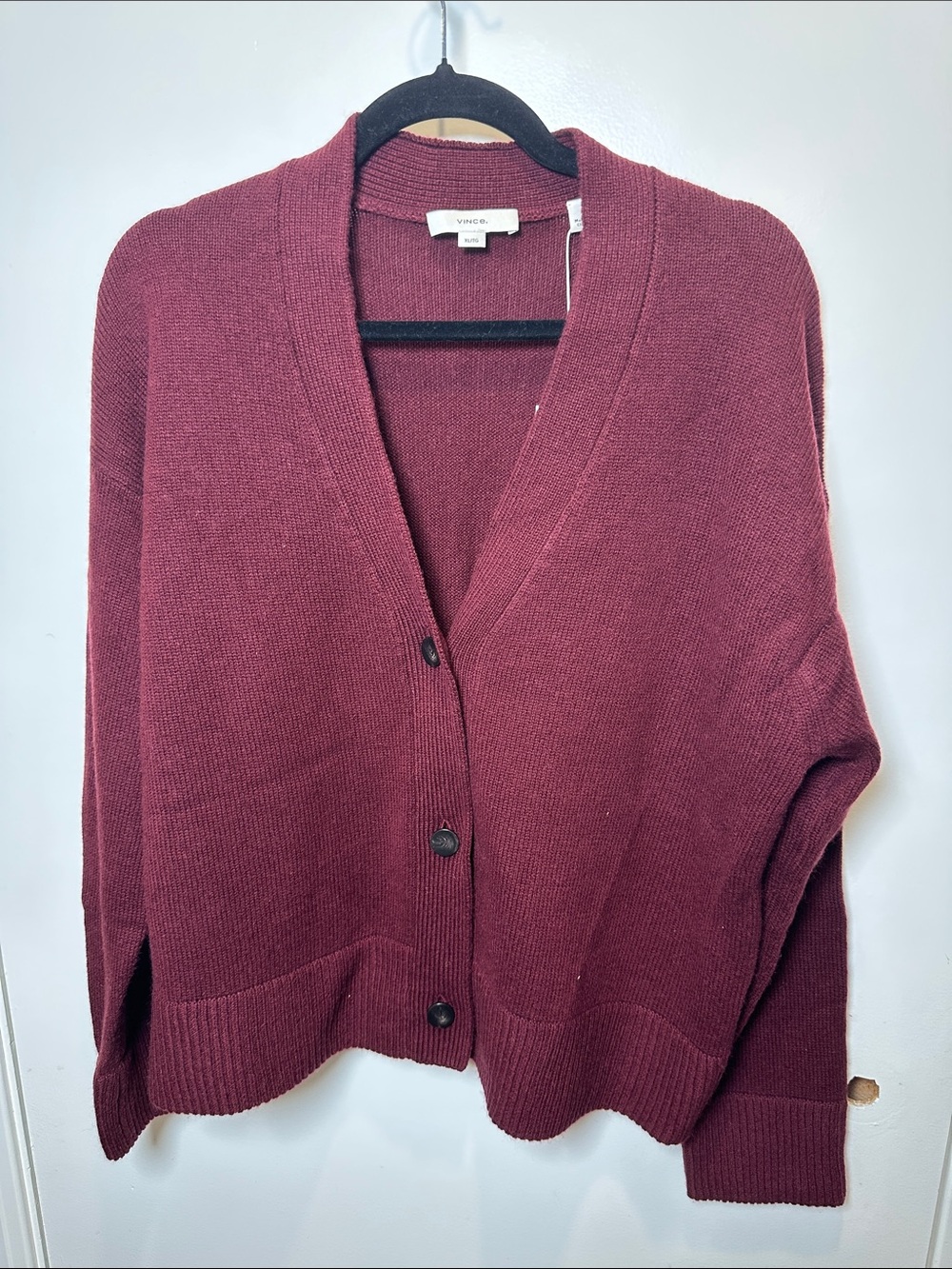 Vince Burgundy Button V-Neck Cardigan (20)